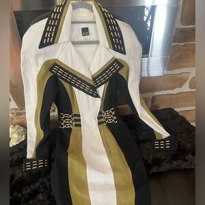 IIF Vintage Dress, Elegant Black, Cream, Olive Green